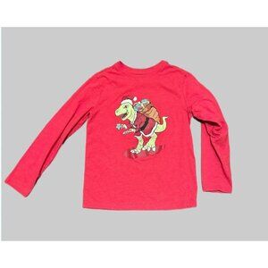 Cat & Jack Kids Size M (8 ) T REX Santa W/ Bag Of Toys Christmas l/s t-shirt